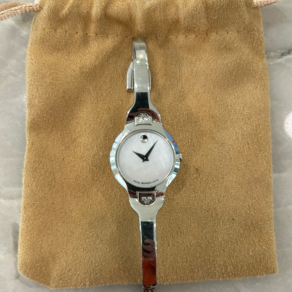 Movado Kara Diamond Womens Stainless Bangle Watch